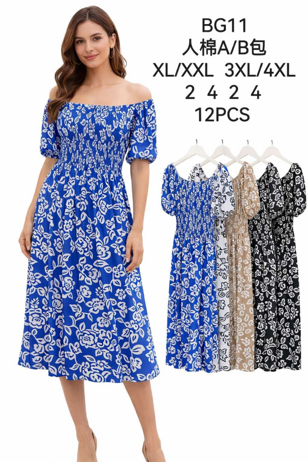 Sukienki damskie Roz XL-4XL,  Mix Kolor .Paczka 12 szt 1